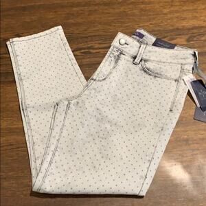 NYDJ Ankle Jeans Clarissa Women's 8 Light Gray with Metallic NEW WITH TAGS